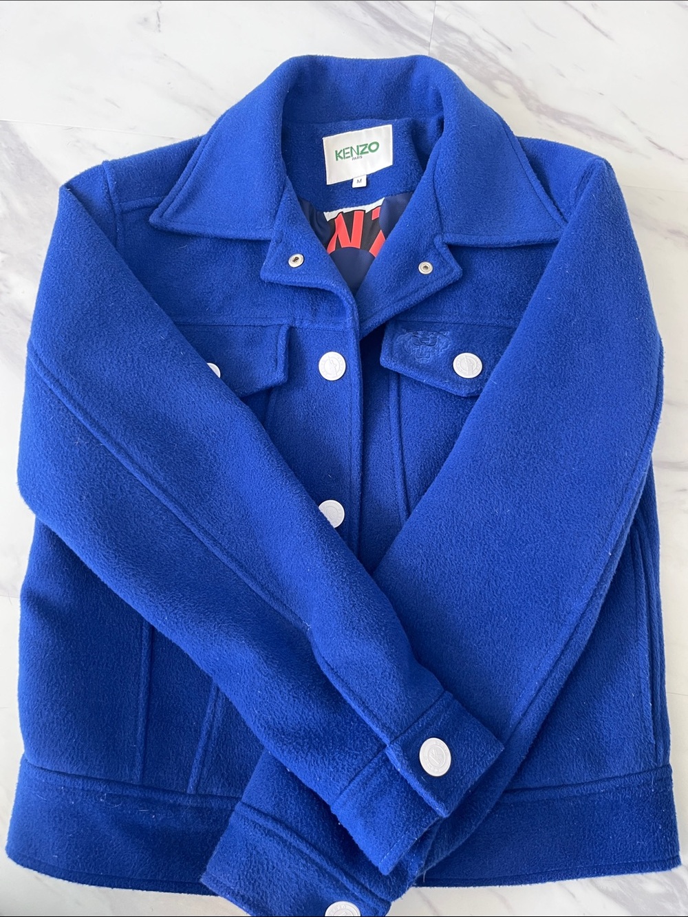 Kenzo Paris Bright Blue Fleece Jean Jacket